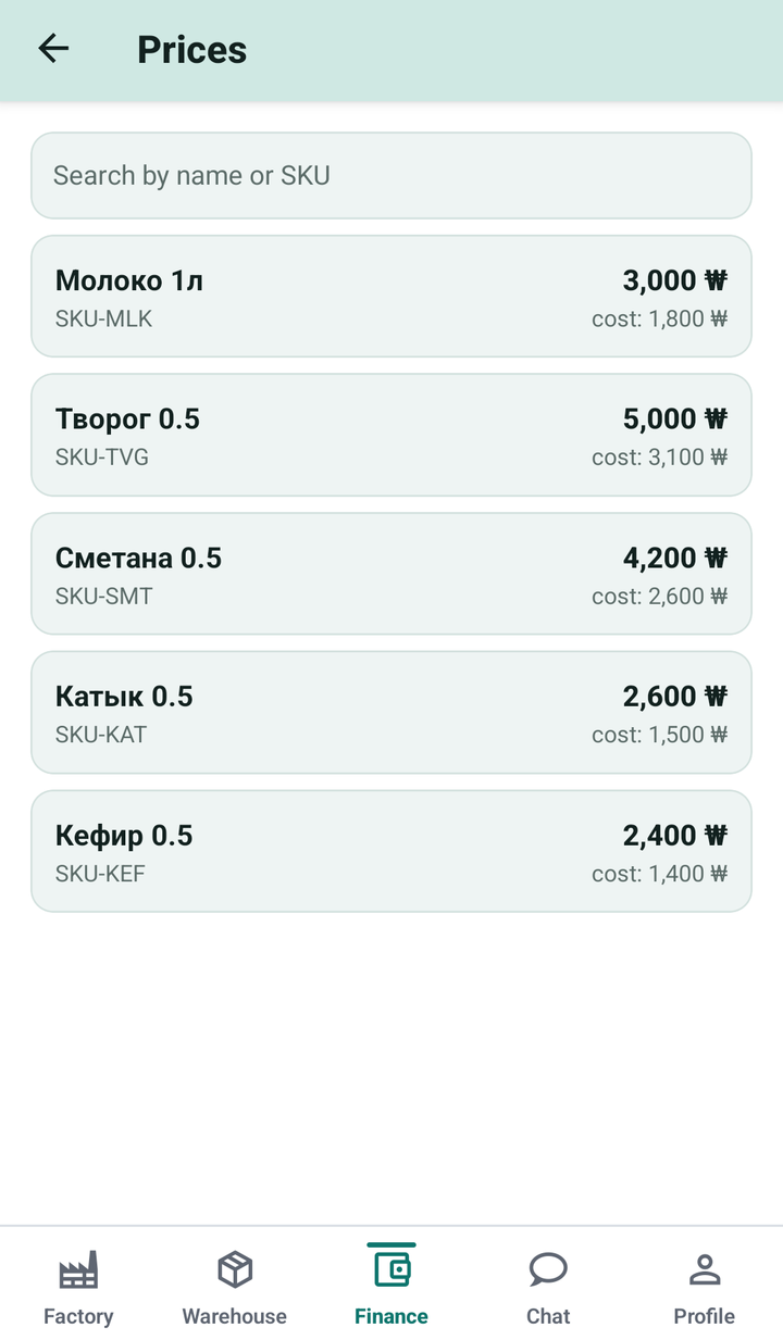 Prices and cost